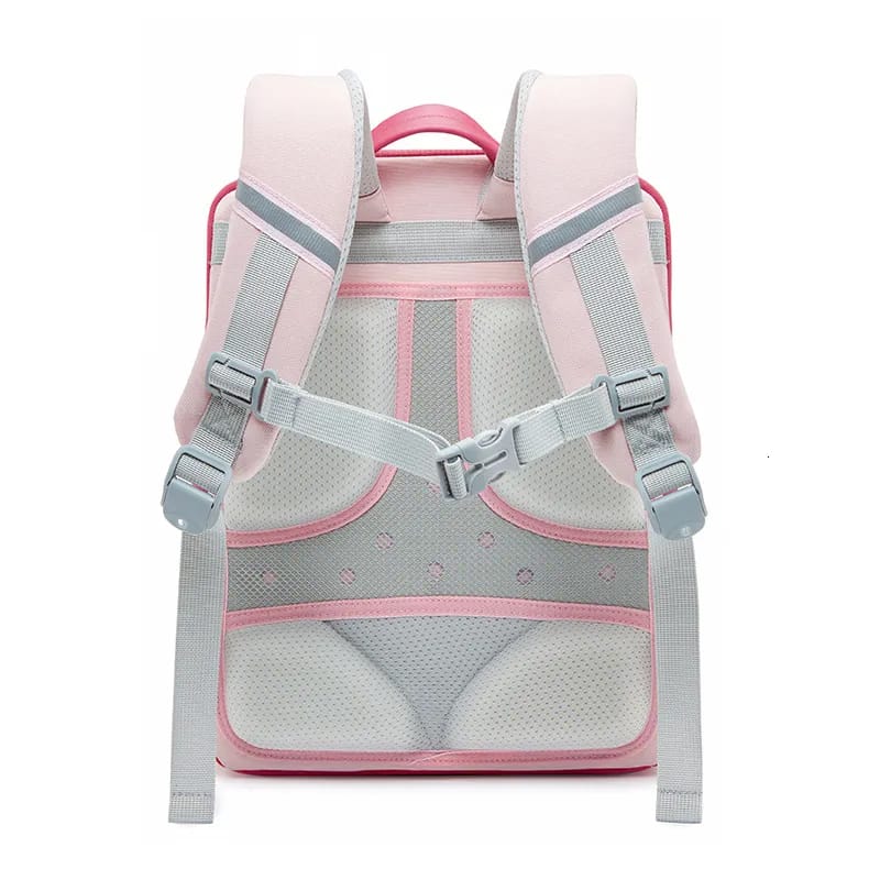 Sac à Dos Scolaire Orthopédique Chat – Rose & Bleu avec Nœud