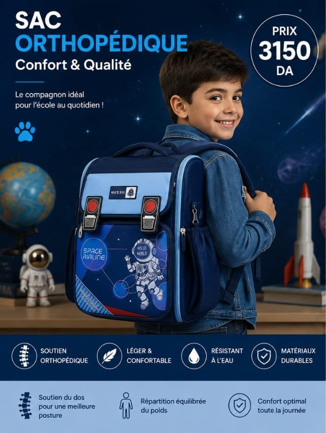 Sac à Dos Scolaire Orthopédique Garçon – Astronaute & Space Travel
