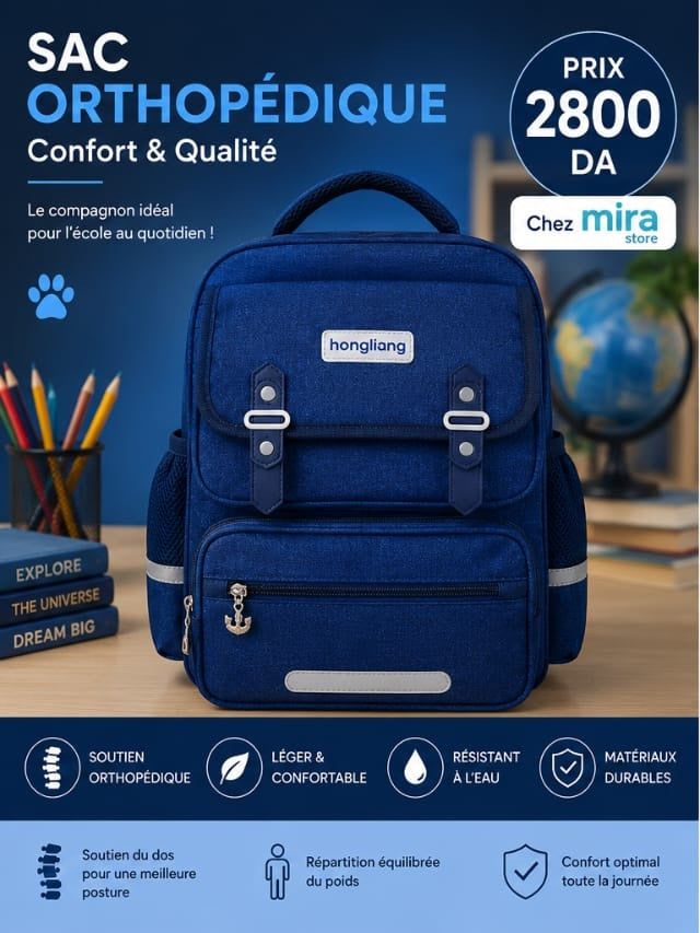 Sac à Dos Scolaire Orthopédique Enfant – Classique & Grande Capacité