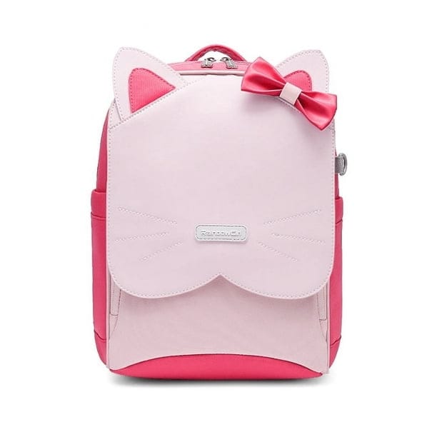 Sac à Dos Scolaire Orthopédique Chat – Rose & Bleu avec Nœud