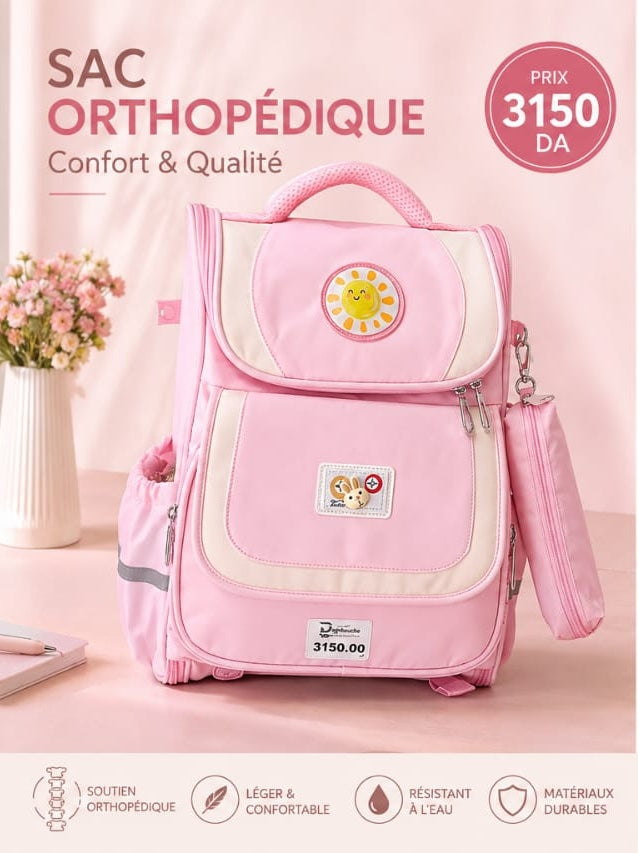 Sac à Dos Scolaire Orthopédique Enfant – Grand Format avec Trousse Assortie