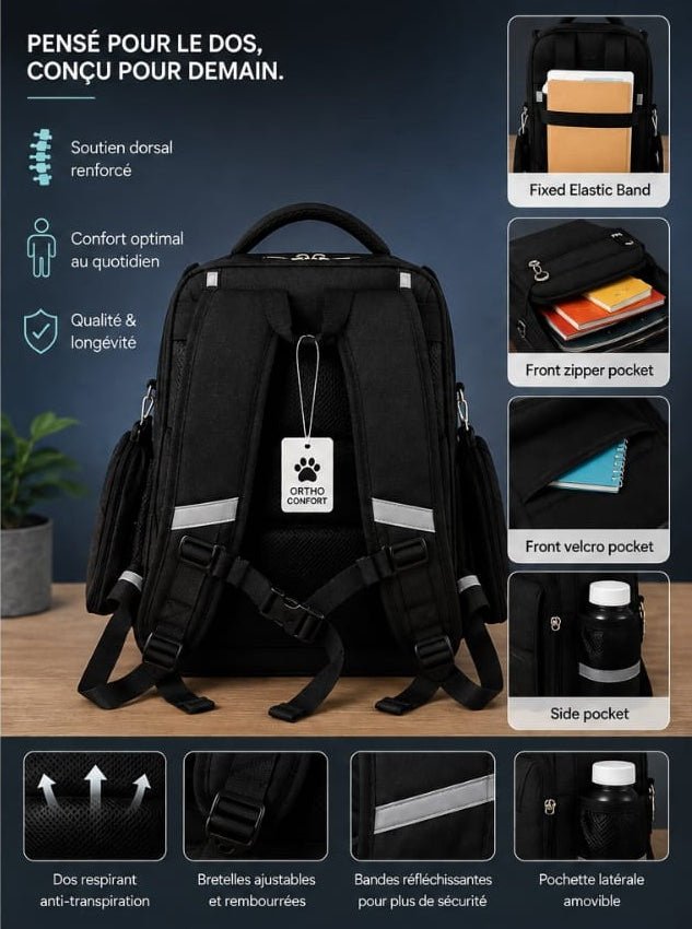 Sac à Dos Scolaire Orthopédique Enfant – Classique & Grande Capacité