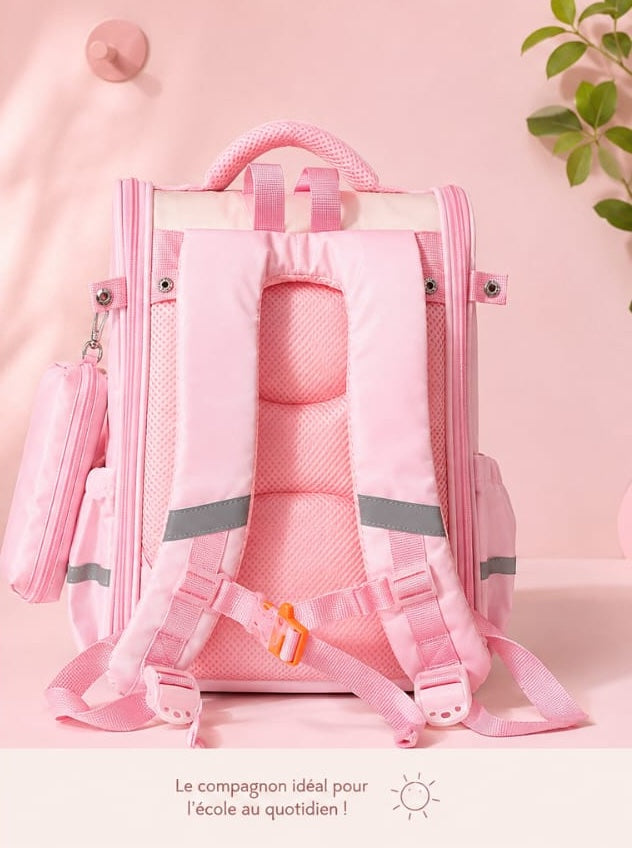 Sac à Dos Scolaire Orthopédique Enfant – Grand Format avec Trousse Assortie