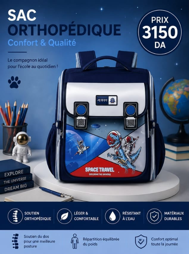 Sac à Dos Scolaire Orthopédique Garçon – Astronaute & Space Travel
