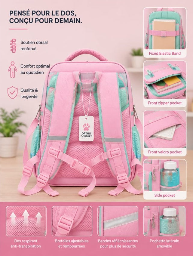 Sac à Dos Scolaire Orthopédique Enfant – Classique & Grande Capacité