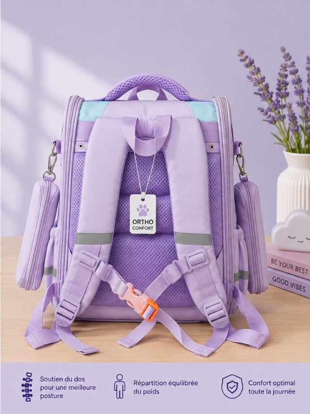 Sac à Dos Scolaire Orthopédique Enfant – Grand Format avec Trousse Assortie