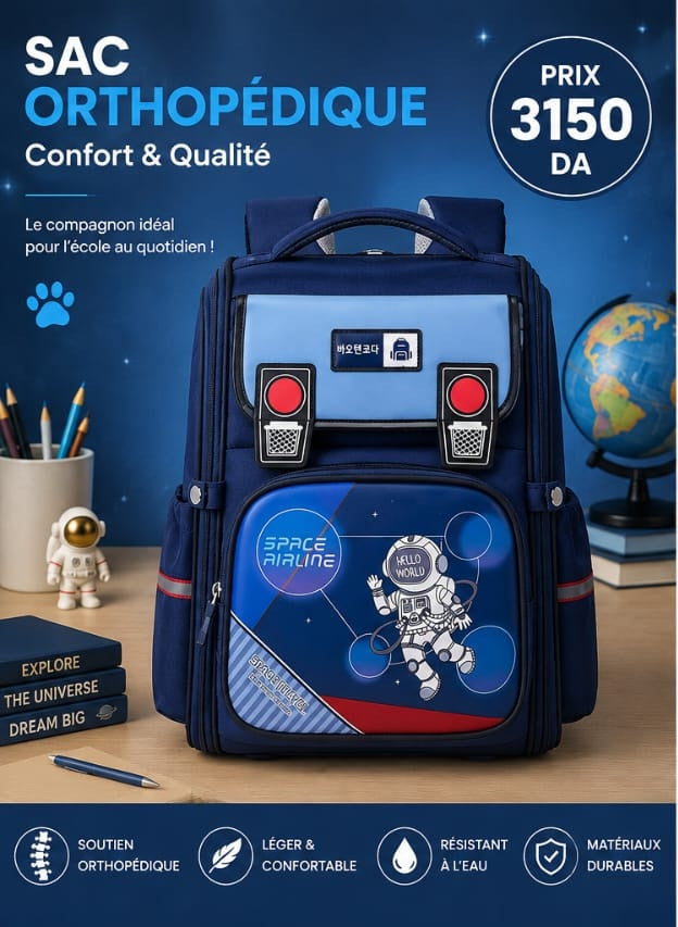 Sac à Dos Scolaire Orthopédique Garçon – Astronaute & Space Travel