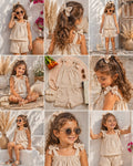Ensemble Fille Été 2 Pièces en Gaze de Coton – Débardeur à Nœuds & Short Bohème