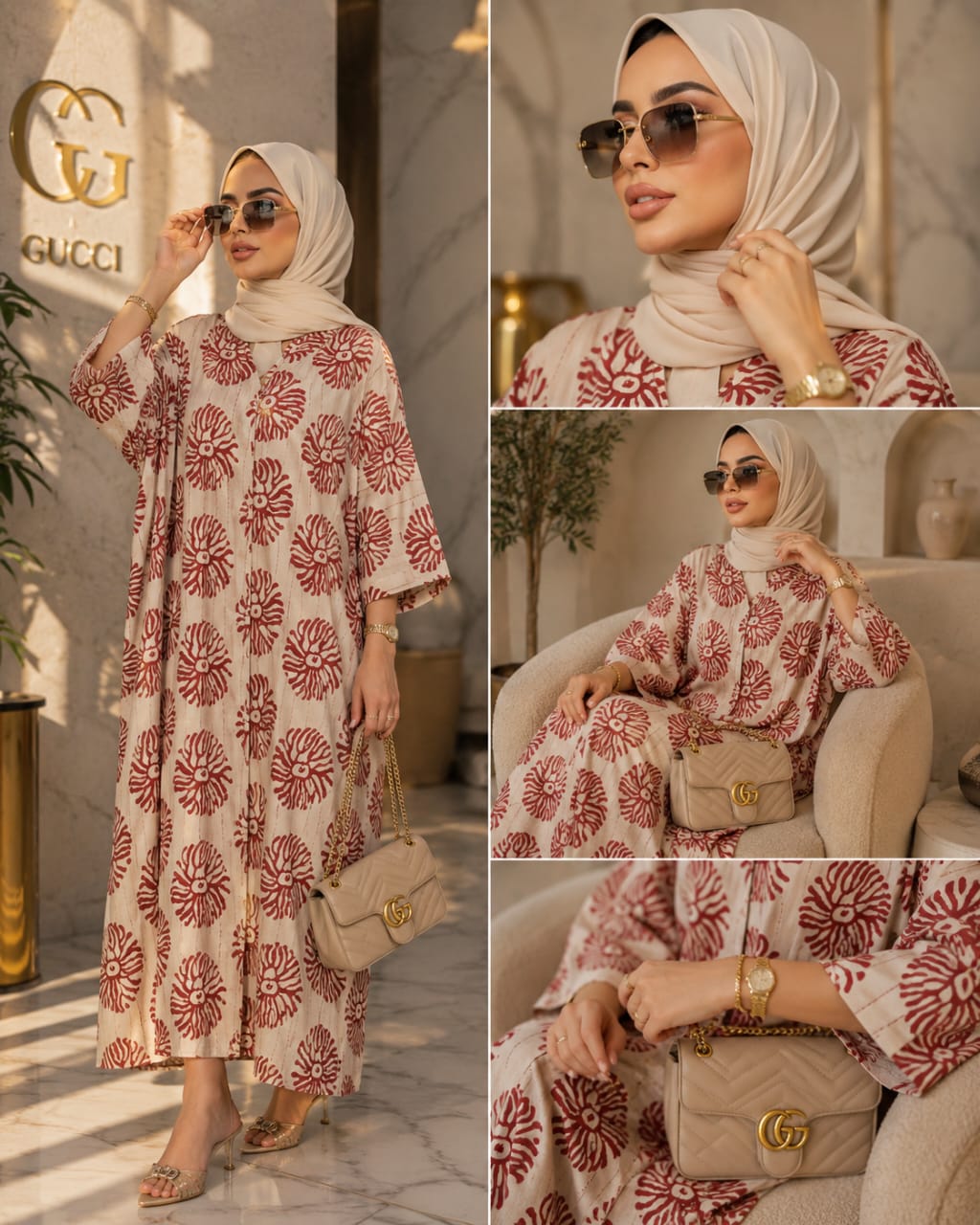 Abaya Femme Fluide à Imprimé Floral – Robe Longue Oversize Style Bohème Chic