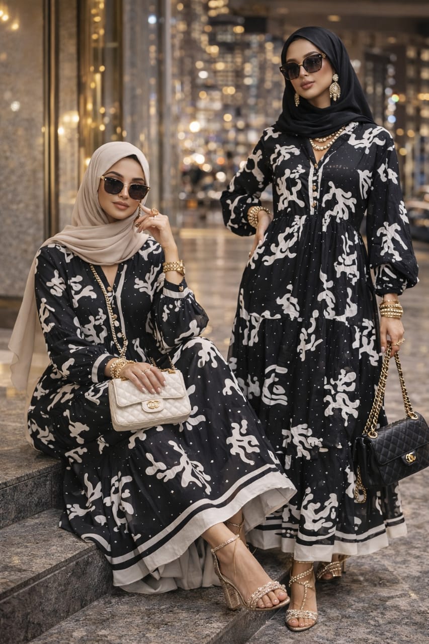 Robe Longue Femme Bohème Chic – Robe Fluide à Imprimé Moderne