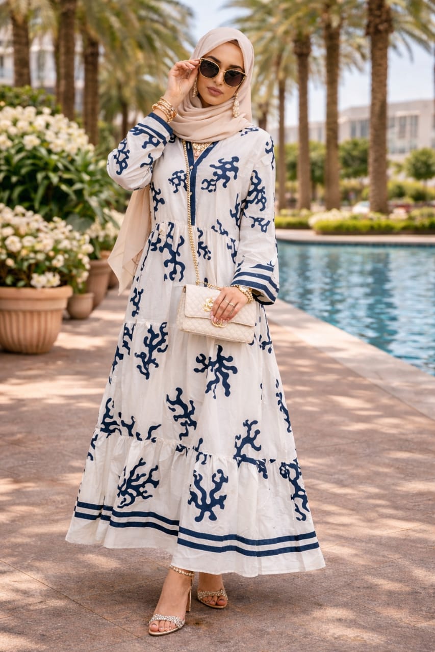 Robe Longue Femme Bohème Chic – Robe Fluide à Imprimé Moderne
