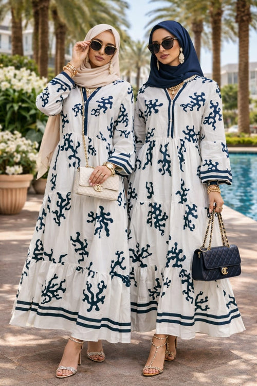 Robe Longue Femme Bohème Chic – Robe Fluide à Imprimé Moderne