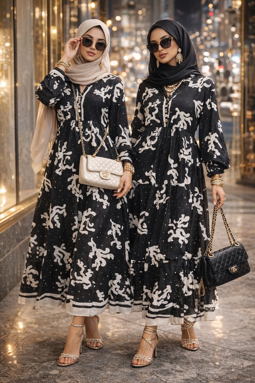 Robe Longue Femme Bohème Chic – Robe Fluide à Imprimé Moderne