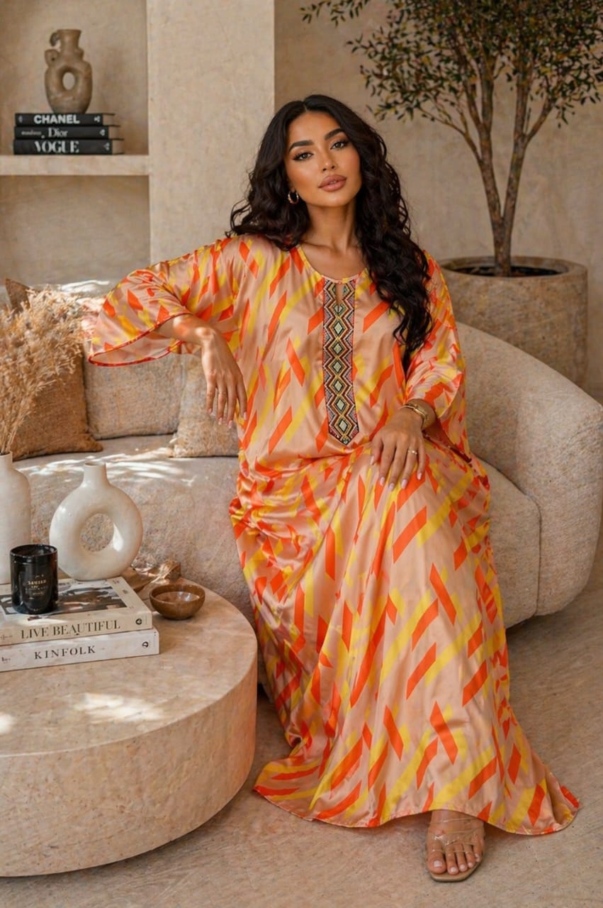 Robe Longue Femme Imprimée – Robe de Maison Élégante, Fluide et Confortable