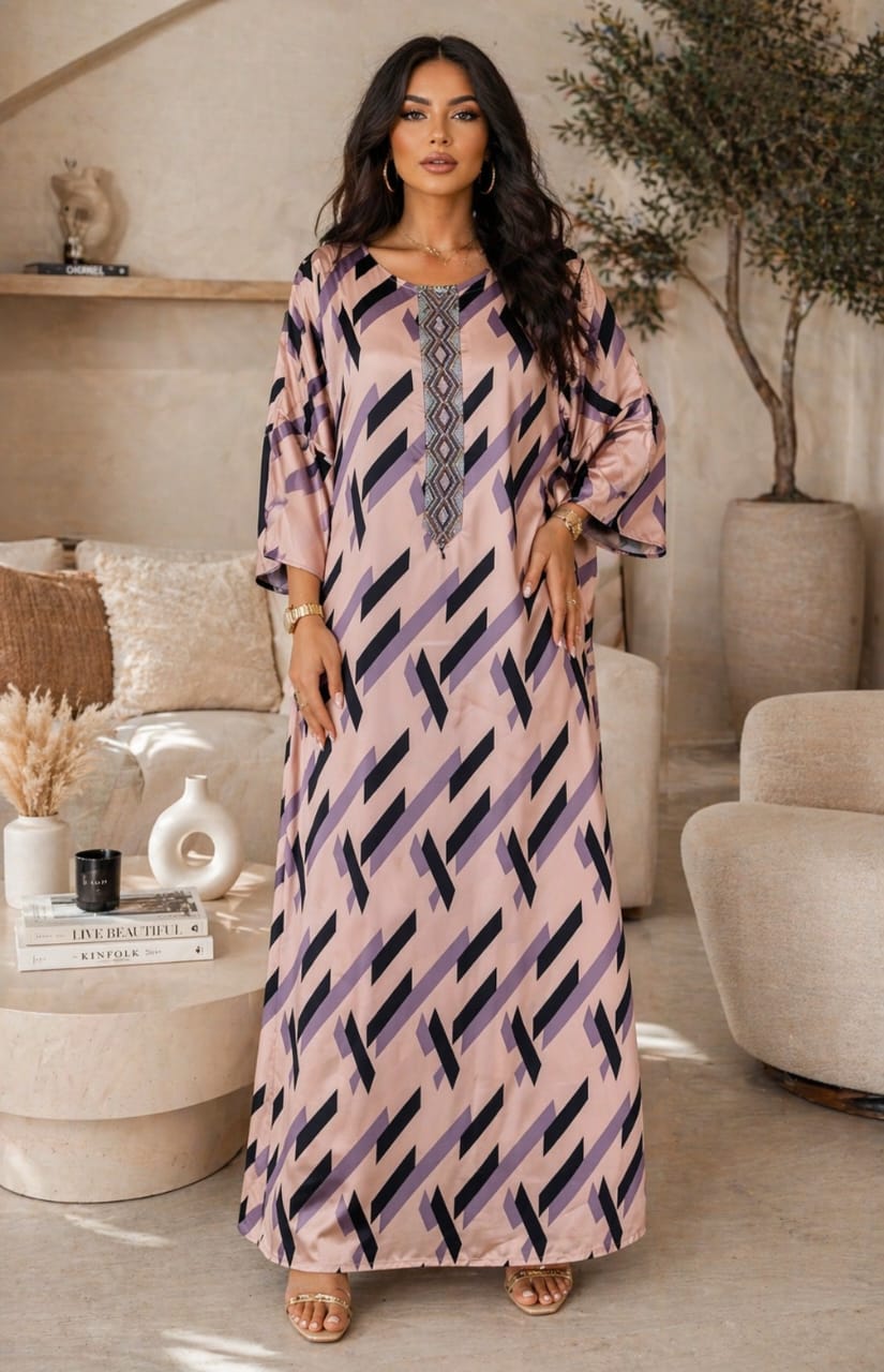 Robe Longue Femme Imprimée – Robe de Maison Élégante, Fluide et Confortable