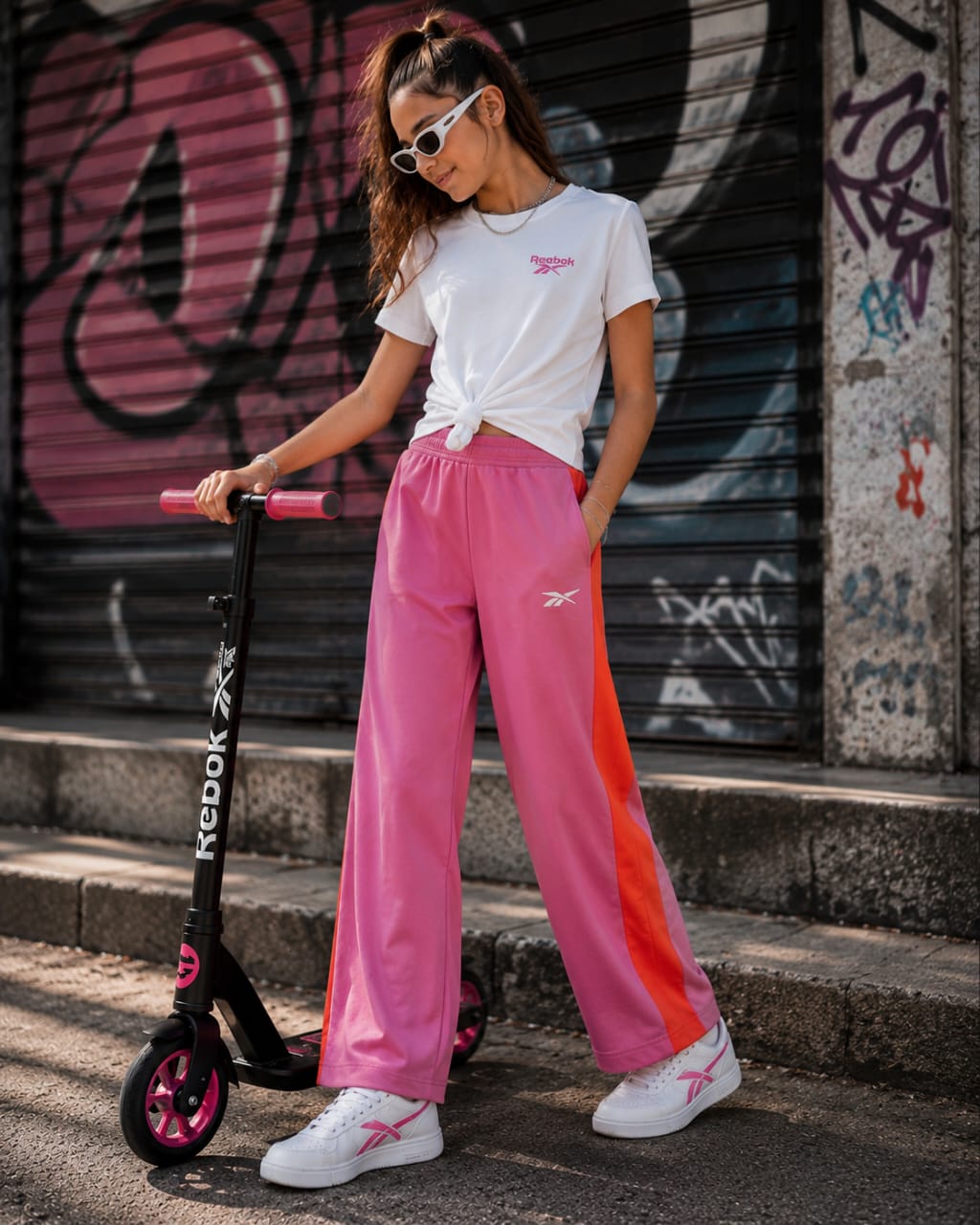 Ensemble Sport Fille Reebok – T-shirt & Pantalon Large Décontracté
