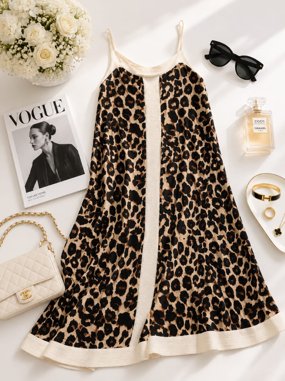 Robe Femme Léopard Élégante – Bretelles Fines & Coupe Fluide