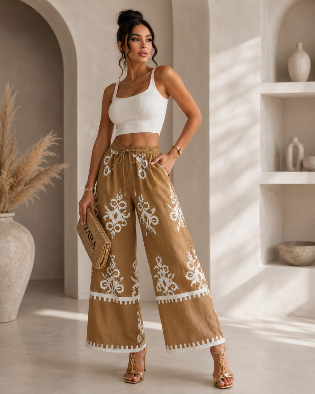 Pantalon Palazzo Femme Imprimé – Taille Haute Fluide | Style Bohème Chic