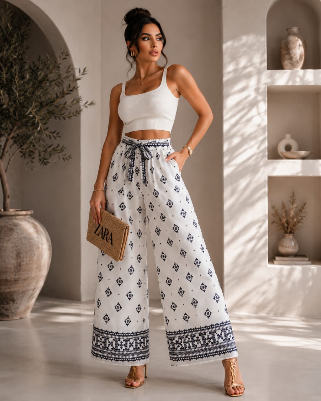 Pantalon Palazzo Femme Imprimé – Taille Haute Fluide | Style Bohème Chic