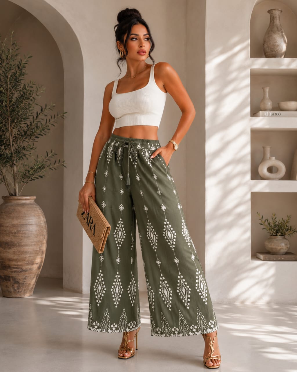 Pantalon Palazzo Femme Imprimé – Taille Haute Fluide | Style Bohème Chic