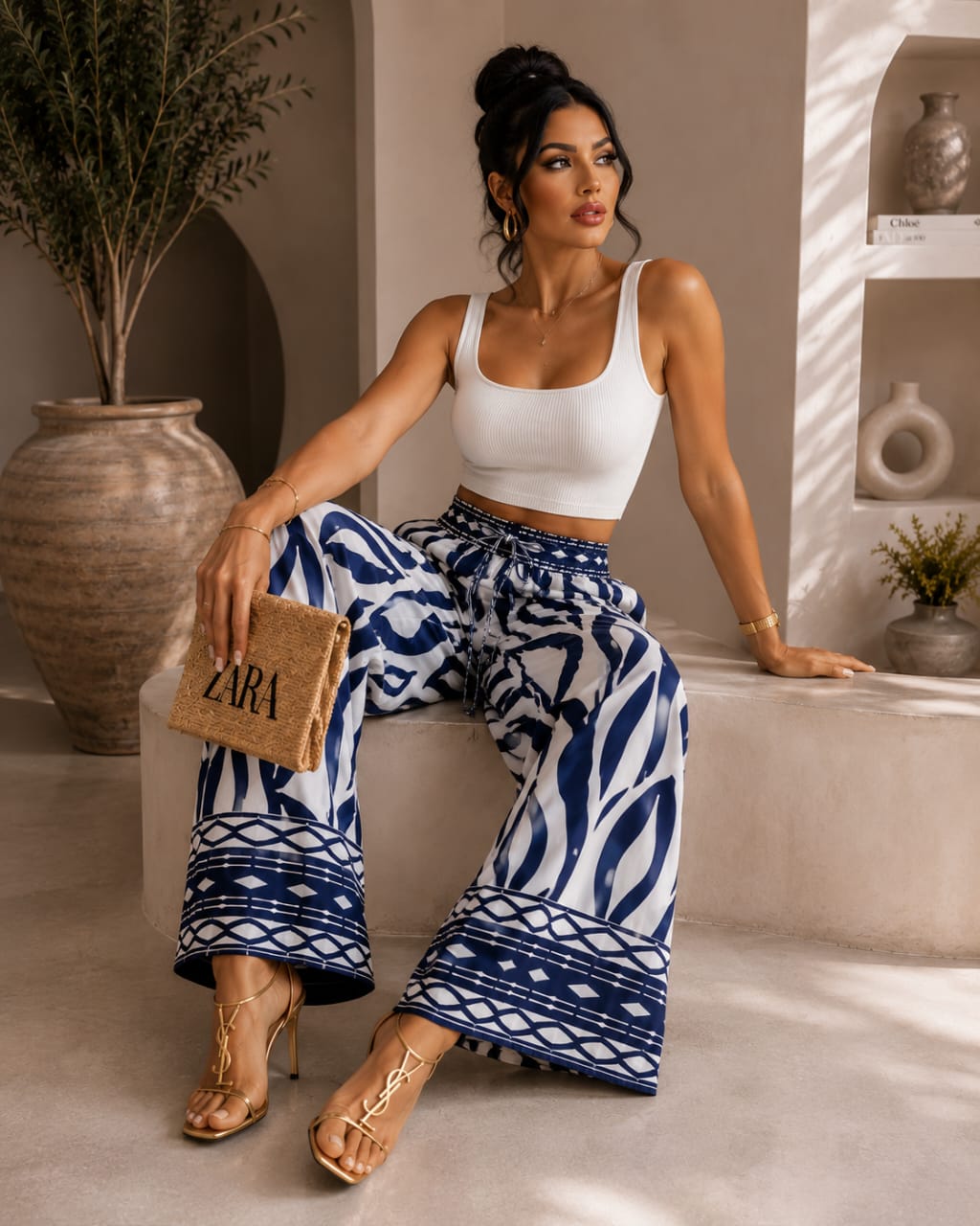Pantalon Palazzo Femme Imprimé – Taille Haute Fluide | Style Bohème Chic