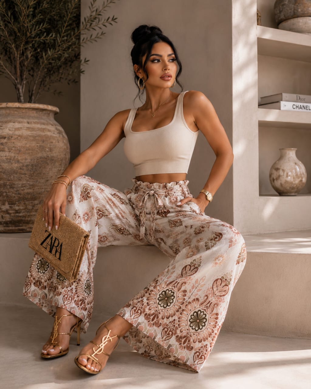 Pantalon Palazzo Femme Imprimé – Taille Haute Fluide | Style Bohème Chic