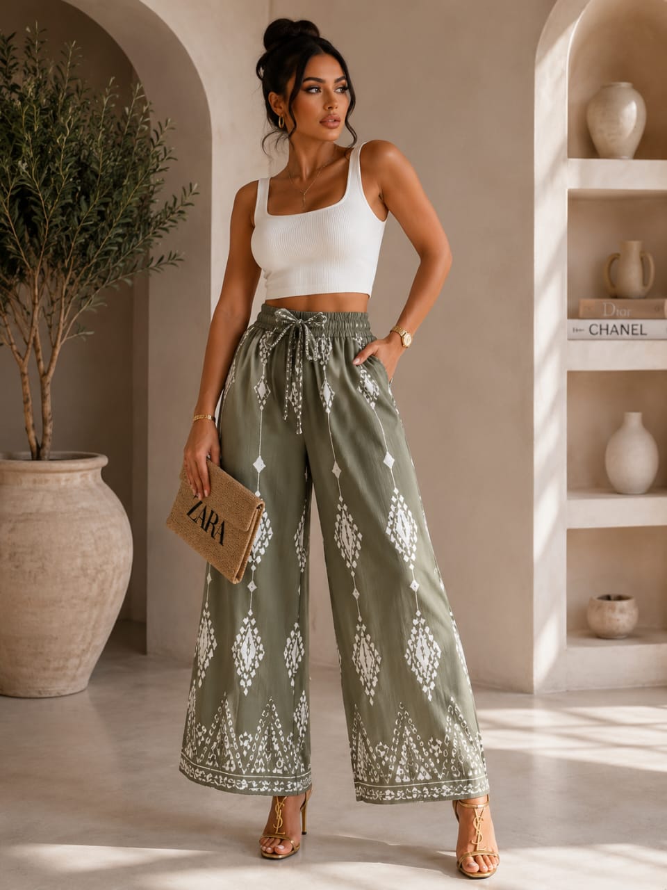 Pantalon Palazzo Femme Imprimé – Taille Haute Fluide | Style Bohème Chic