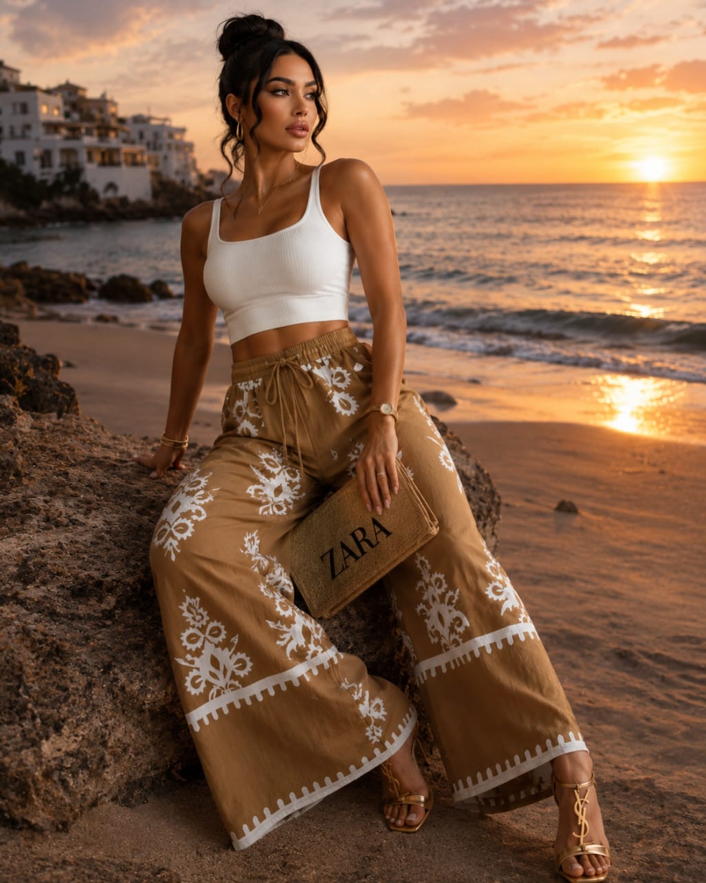 Pantalon Palazzo Femme Imprimé – Taille Haute Fluide | Style Bohème Chic