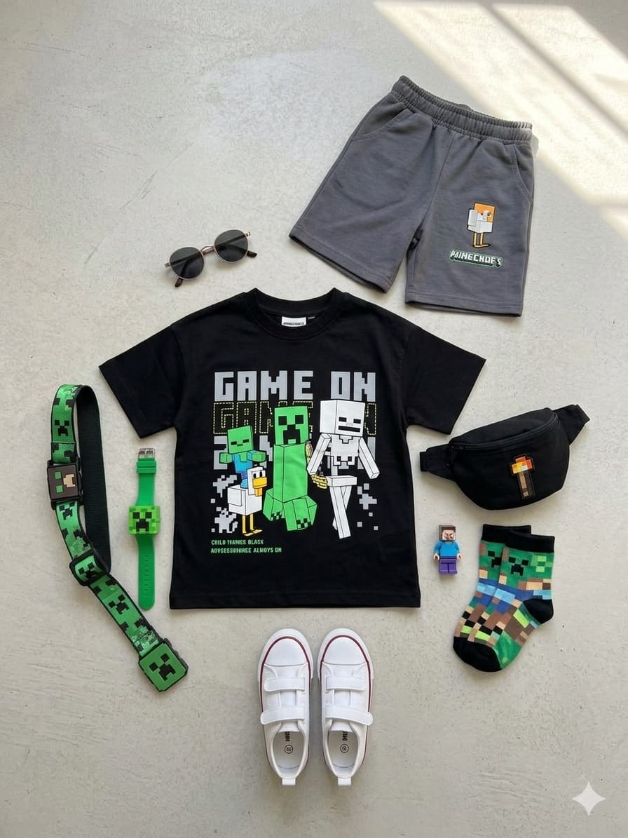 Ensemble Garçon Été 2 Pièces – T-shirt Imprimé & Short Décontracté