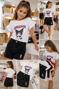Ensemble Fille 2 Pièces Kuromi – T-shirt à Volants & Short en Jean
