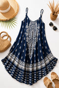 Robe d'Été Bohème Fluide à Bretelles – Imprimés Floraux & Mandala
