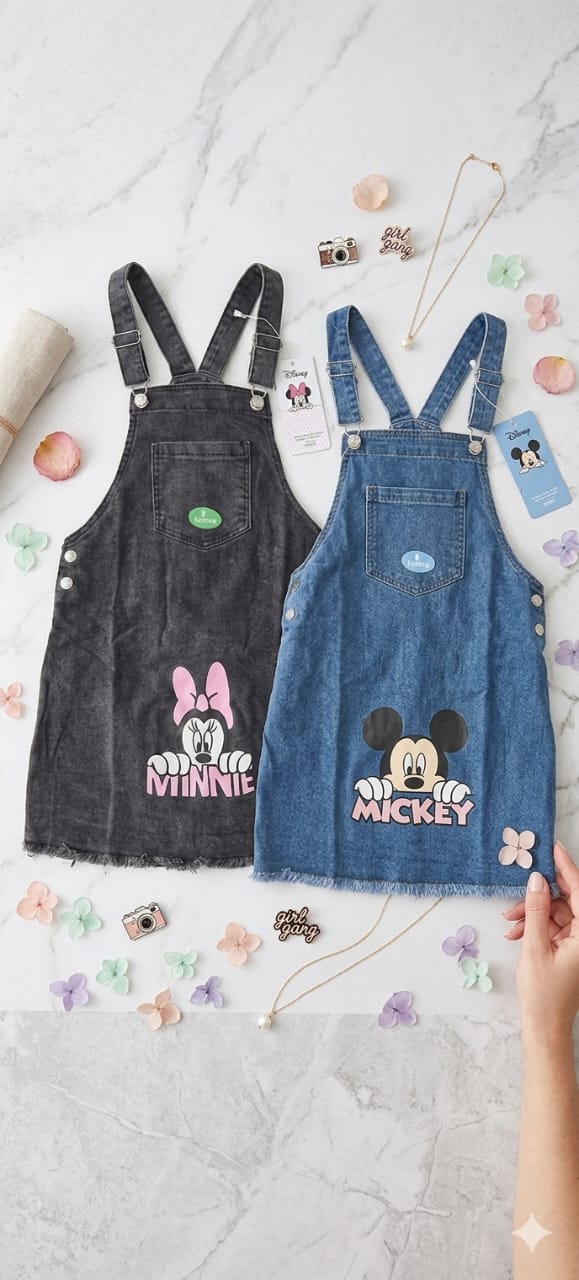 Robe Salopette en Jean Fille Disney Minnie & Mickey – Style Casual
