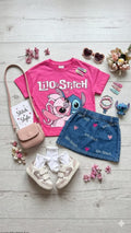 Ensemble Fille T-shirt & Jupe en Jean Brodée – Style Stitch & Cerises