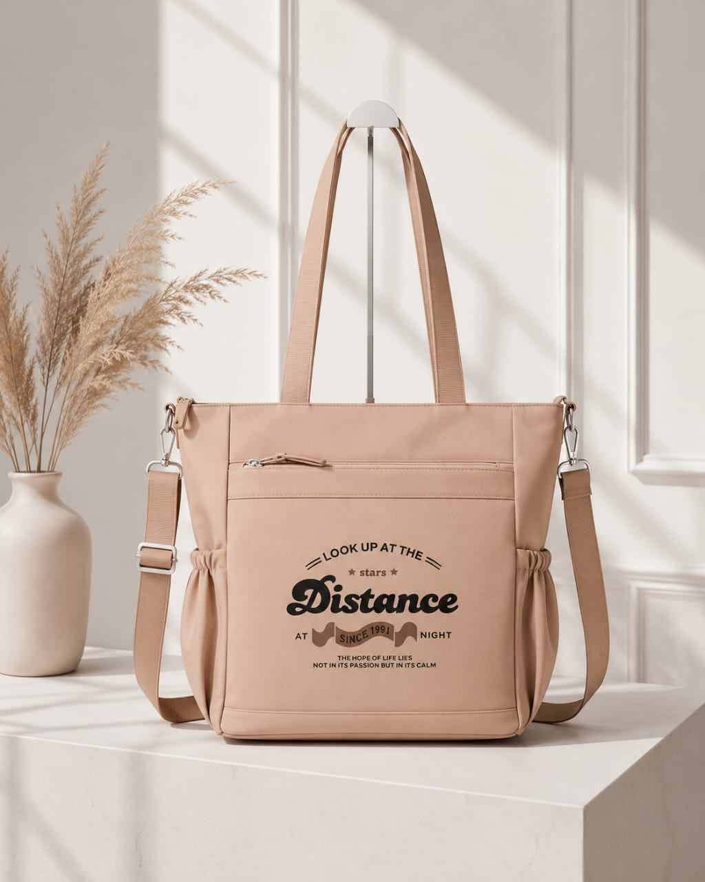 Sac cabas multifonction en toile avec bandoulière – Grand format