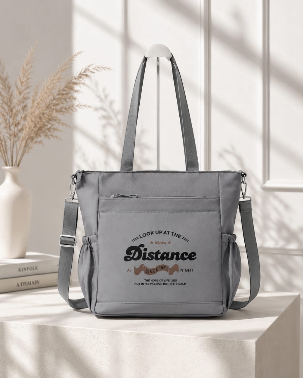 Sac cabas multifonction en toile avec bandoulière – Grand format