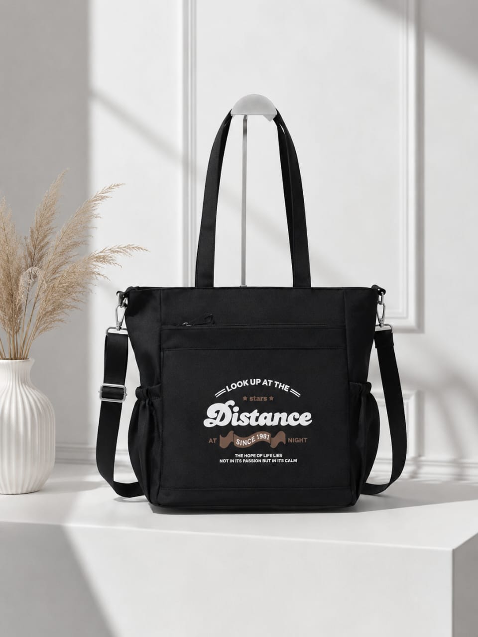 Sac cabas multifonction en toile avec bandoulière – Grand format