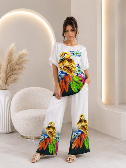 Ensemble Femme 2 Pièces Fluide – Haut Oversize & Pantalon Large Imprimé