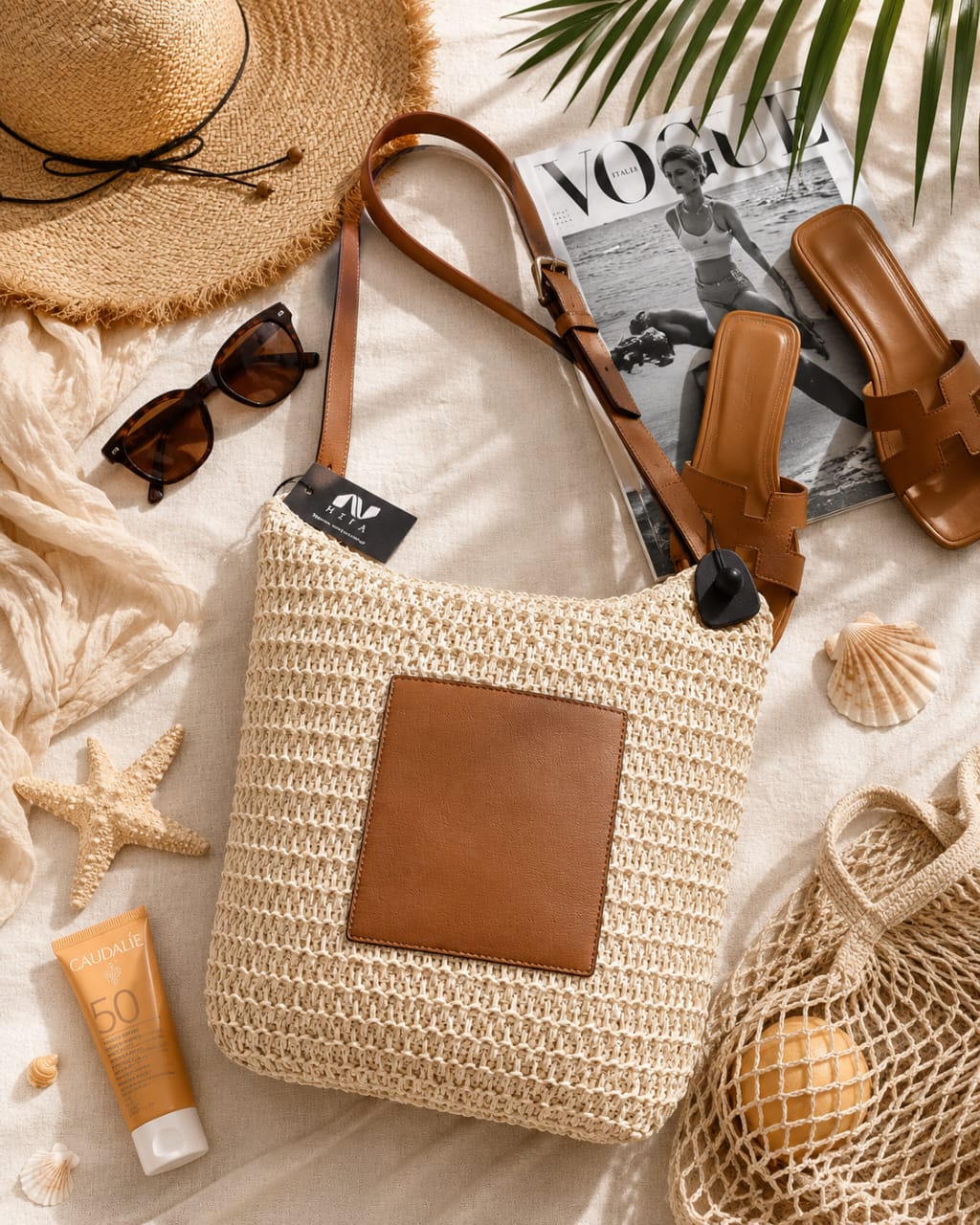Sac Bandoulière Tressé Bohème Chic avec Poche Avant – Femme