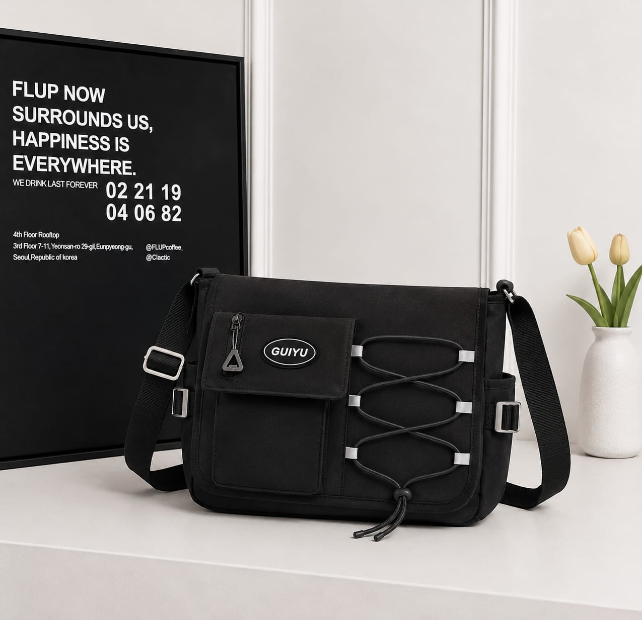 Sac Bandoulière Multipoches Unisexe – Style Urbain Décontracté