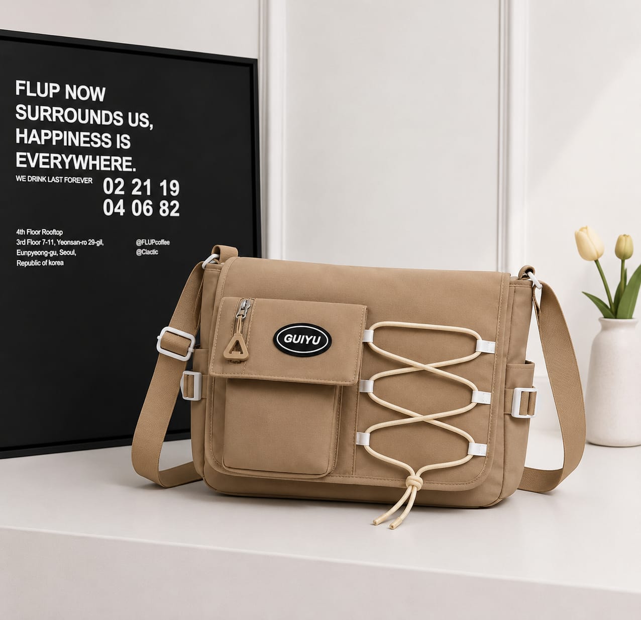 Sac Bandoulière Multipoches Unisexe – Style Urbain Décontracté
