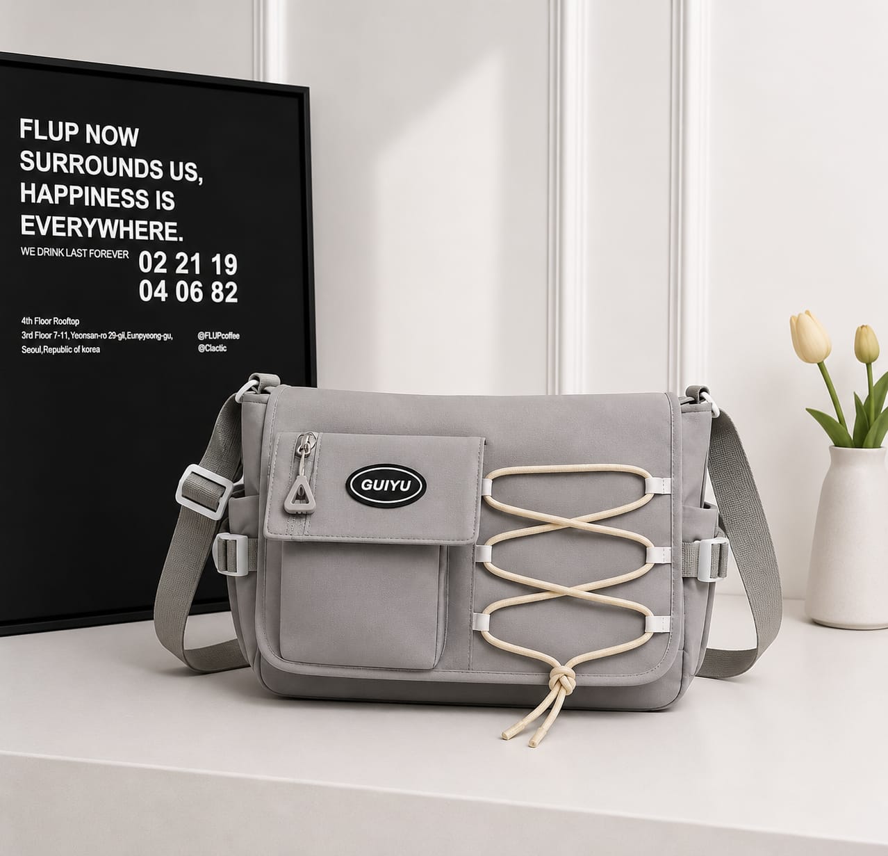 Sac Bandoulière Multipoches Unisexe – Style Urbain Décontracté