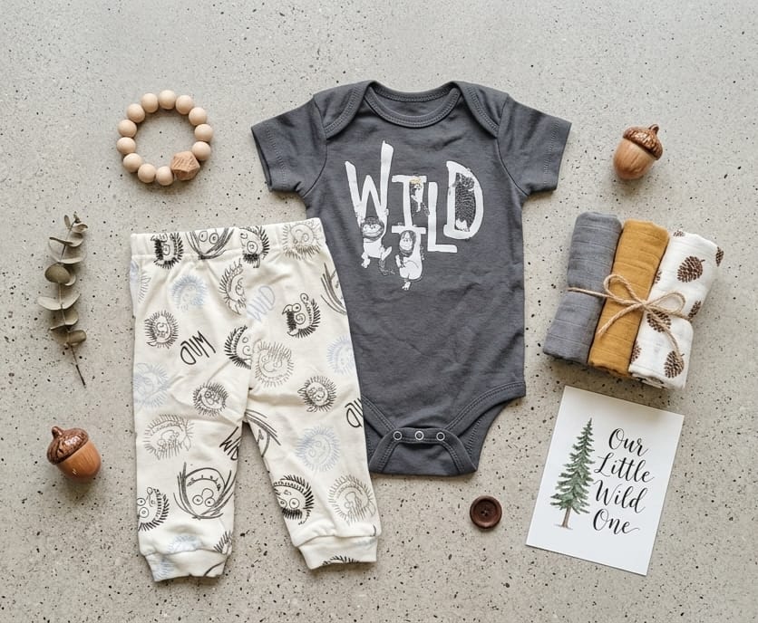 Ensemble Bébé Garçon – Body Imprimé & Pantalon Coton Doux