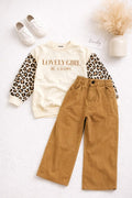 Ensemble Fille Sweat « Lovely Girl » à Manches Léopard & Pantalon Large