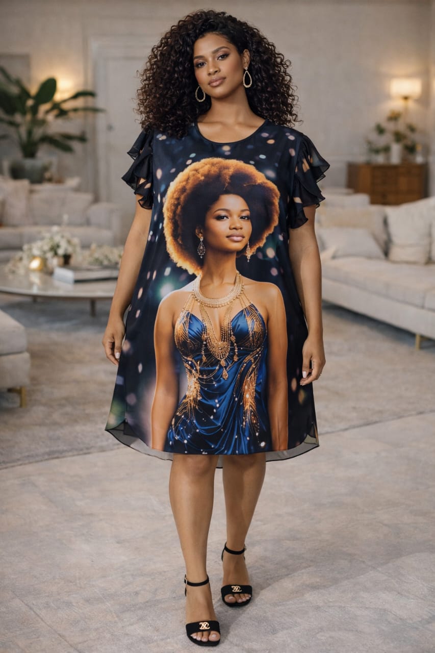 Robe Fluide Imprimé Artistique – Style Africain Chic