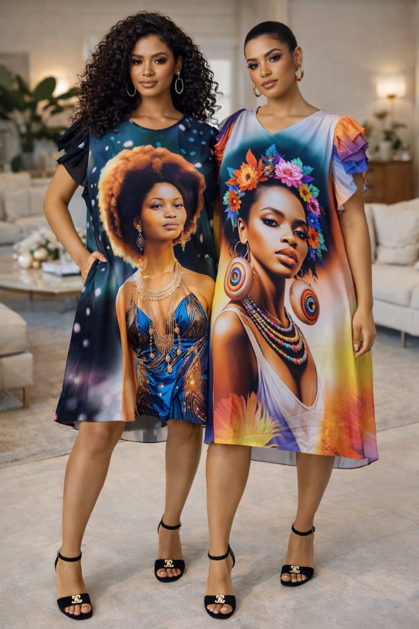Robe Fluide Imprimé Artistique – Style Africain Chic