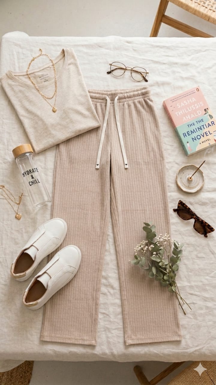 Pantalon Jogging Côtelé Femme – Confort Décontracté & Style Minimaliste