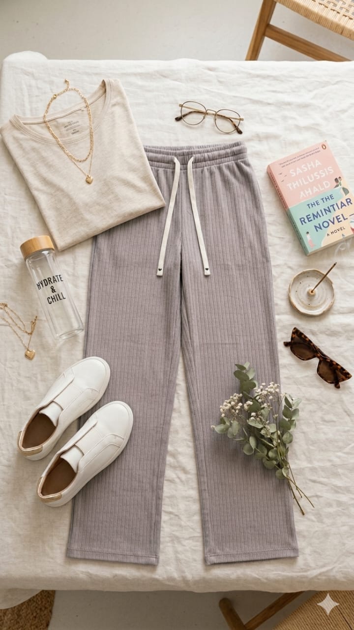 Pantalon Jogging Côtelé Femme – Confort Décontracté & Style Minimaliste
