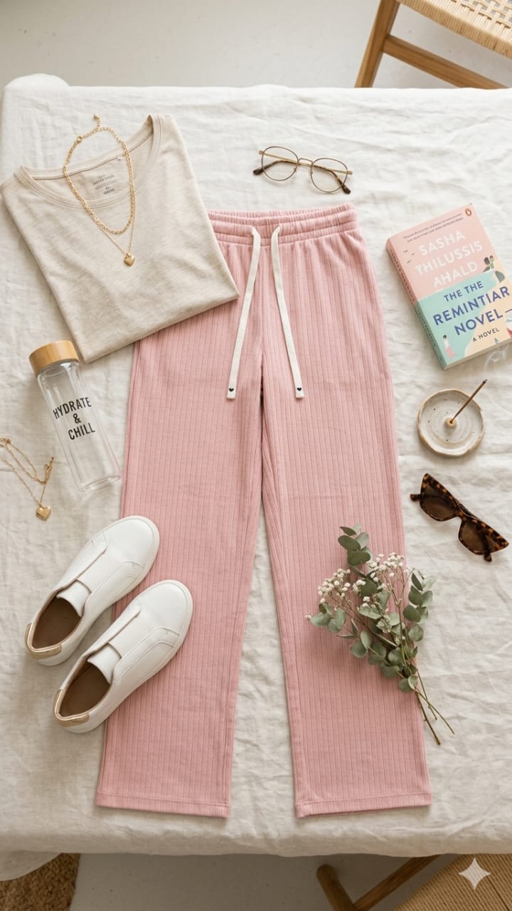 Pantalon Jogging Côtelé Femme – Confort Décontracté & Style Minimaliste