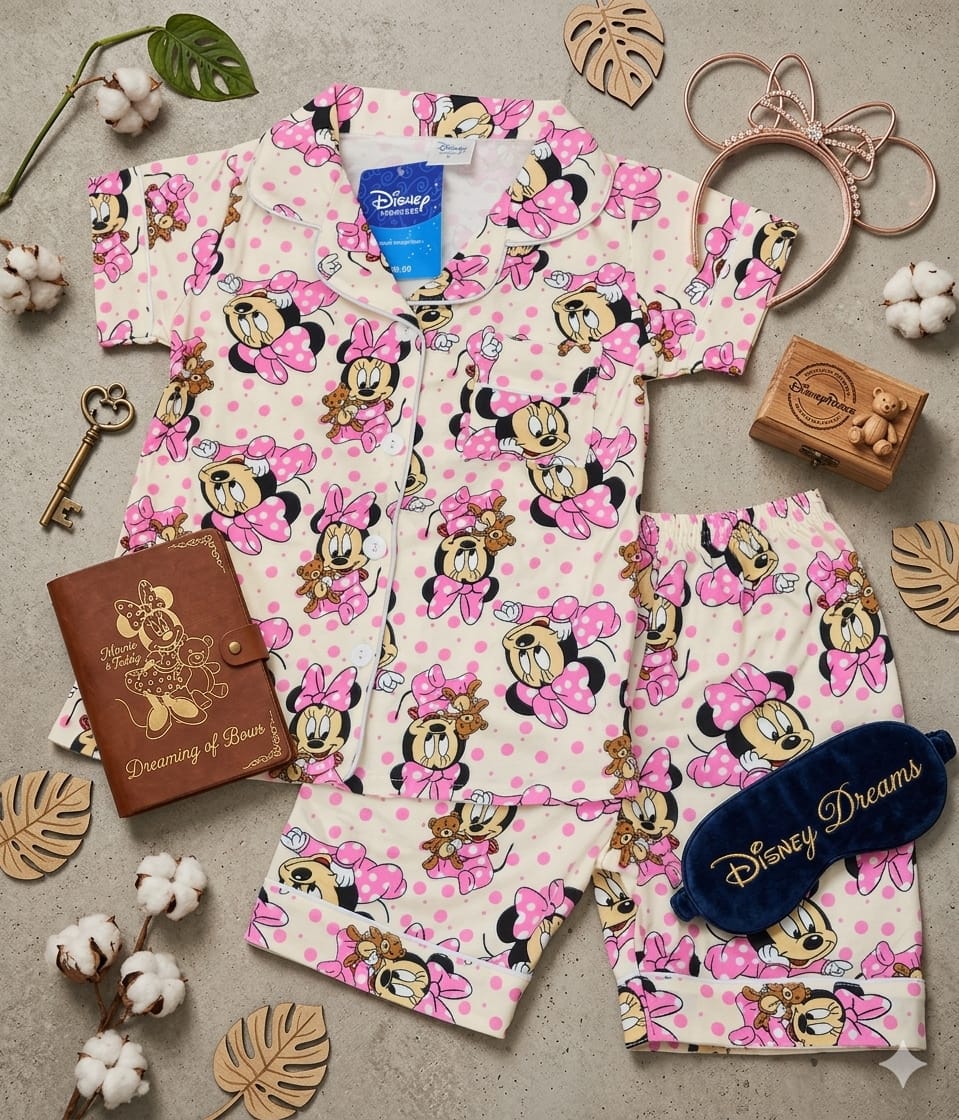 Pyjama Enfant Disney – Ensemble Chemise & Short Ultra Doux