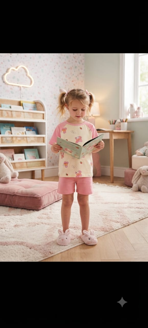 Pyjama enfant en coton – Ensemble t-shirt et short imprimé (4 modèles)